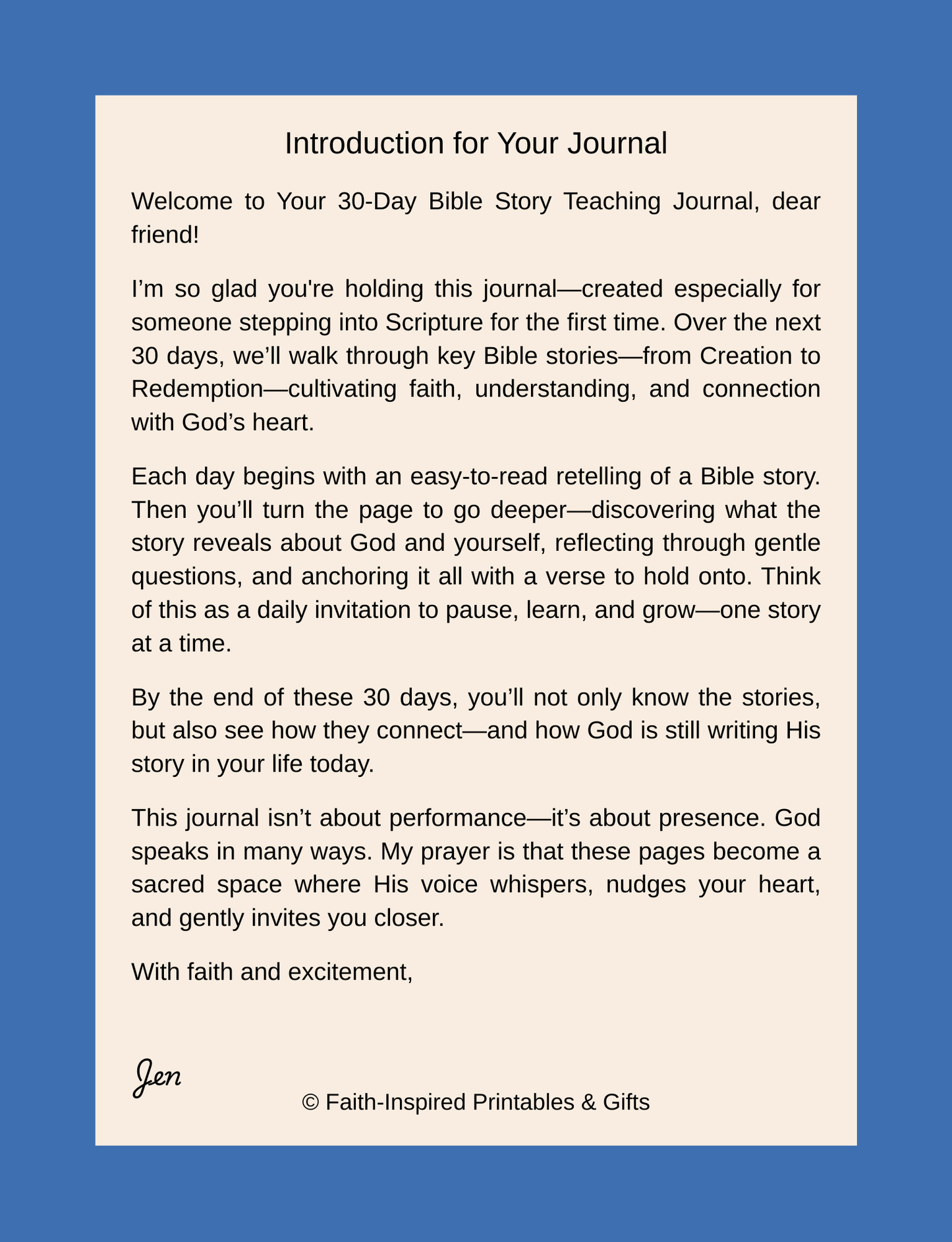 Your 30-Day Bible Story Teaching Journal: Key Stories from the Old & New Testament for Beginners Paperback