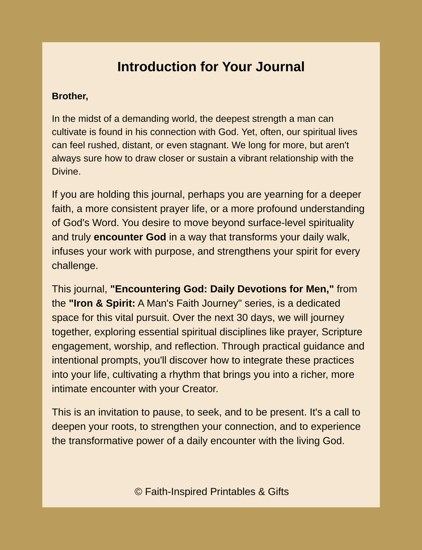 Encountering God: Daily Devotions for Men: Iron & Spirit: A Man’s Faith Journey — A 30-Day Guide to Deepening Your Spiritual Walk Paperback