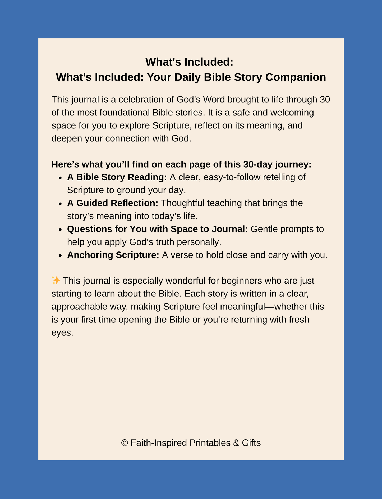 Your 30-Day Bible Story Teaching Journal: Key Stories from the Old & New Testament for Beginners Paperback