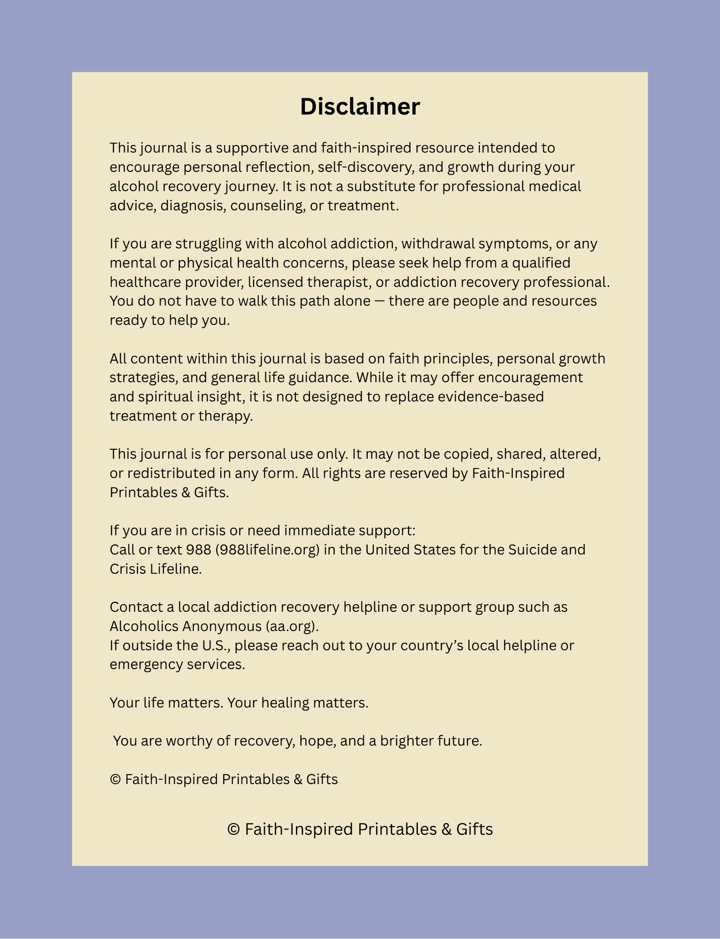 Yesterday, Today, Tomorrow - The Path to Lasting Serenity: A 30-Day Journal for Alcohol Recovery & Abundant Life Paperback