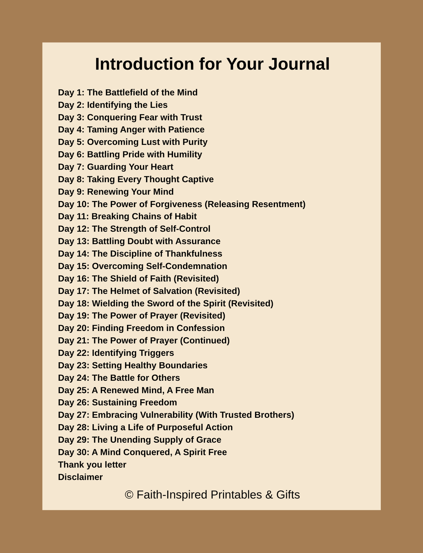 Battle for the Mind: A 30-Day Christian Devotional Journal for Men: Conquering Thoughts with Truth and Breaking Free from Internal Strongholds Paperback