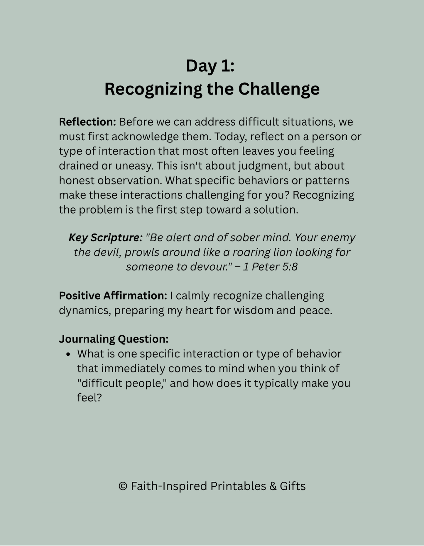 Dealing with Difficult People: A 14-Day Faith-Based Devotional Journal for Setting Boundaries and Finding Peace Paperback