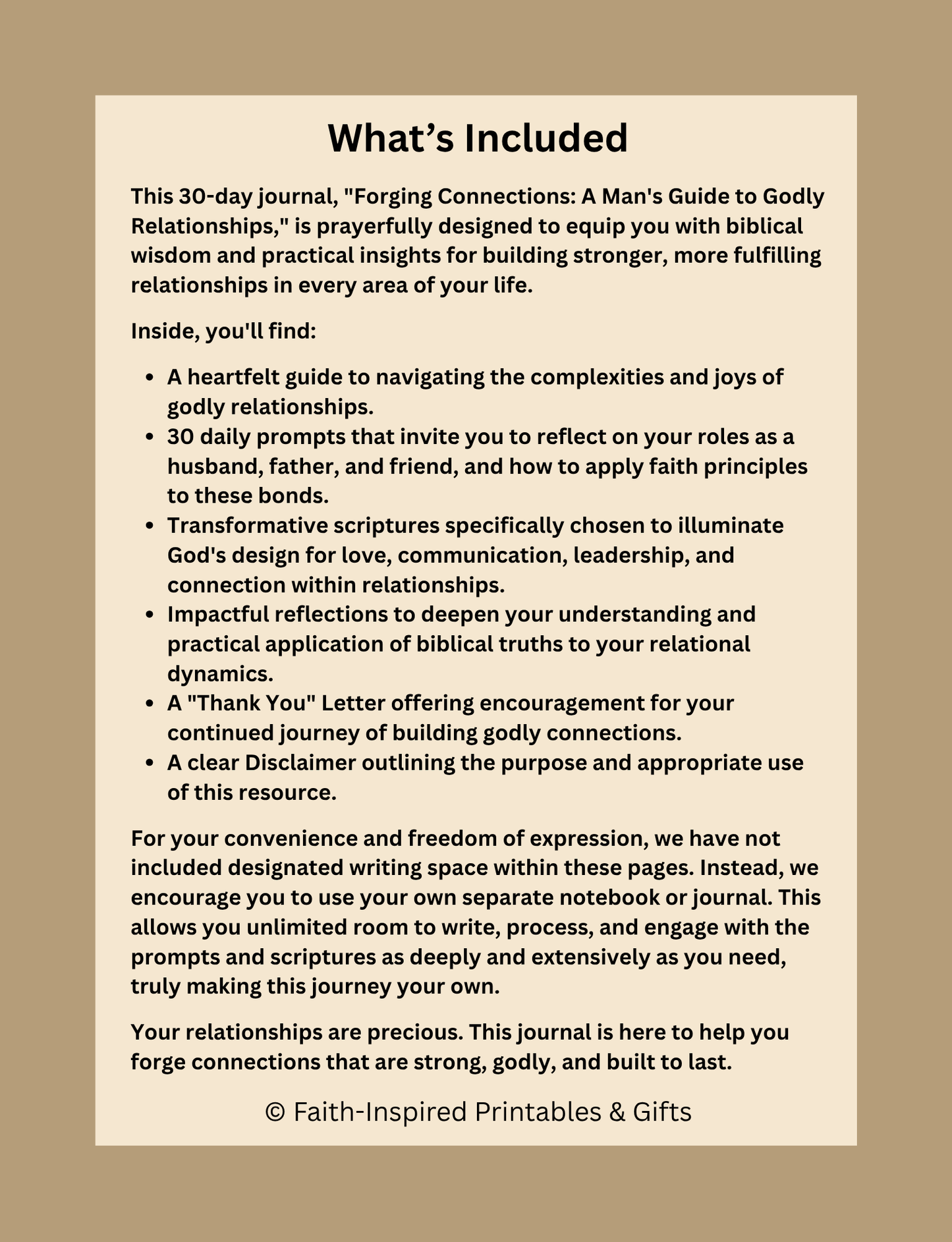 Forging Connections: A 30-Day Christian Men’s Journal for Marriage, Fatherhood & Friendship: Part of the Iron & Spirit: A Man’s Faith Journey Series Paperback