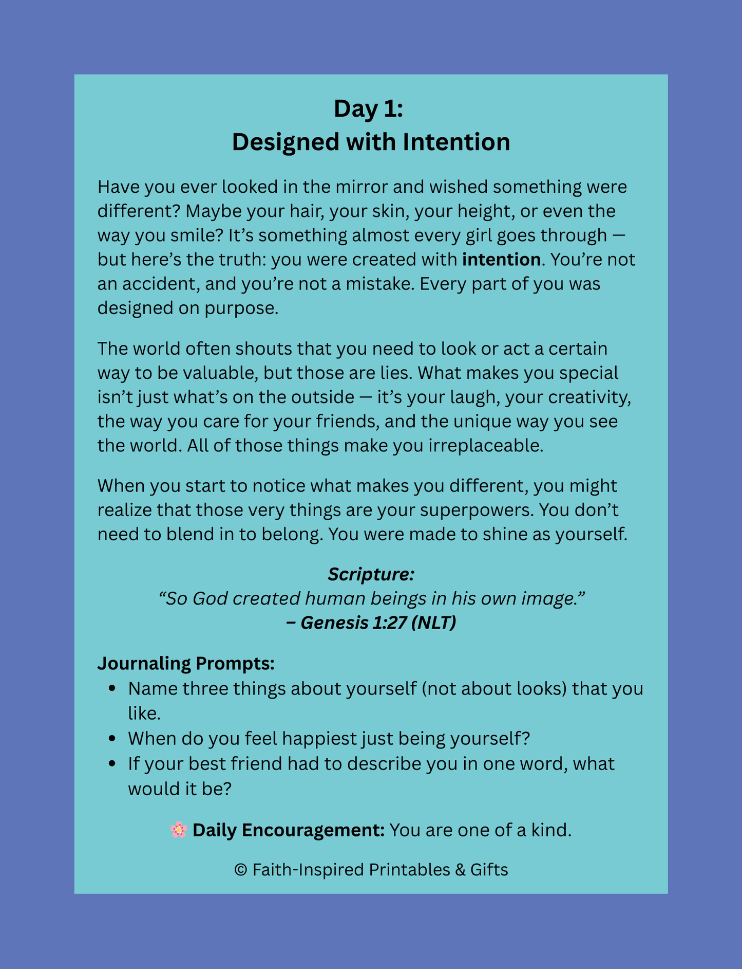 Glow From Within: A 30-Day Faith Journal for Teen Girls on Self-Esteem & Body Confidence Paperback