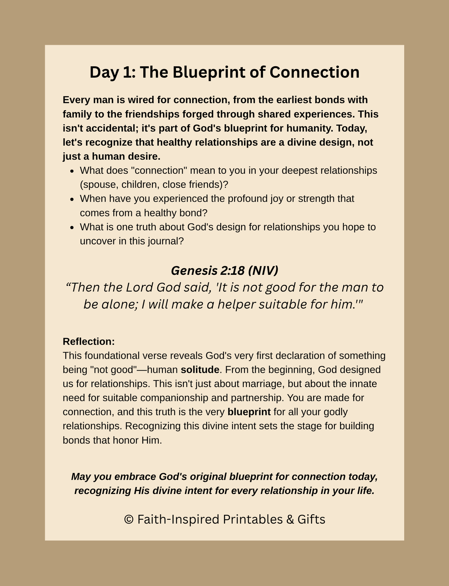 Forging Connections: A 30-Day Christian Men’s Journal for Marriage, Fatherhood & Friendship: Part of the Iron & Spirit: A Man’s Faith Journey Series Paperback