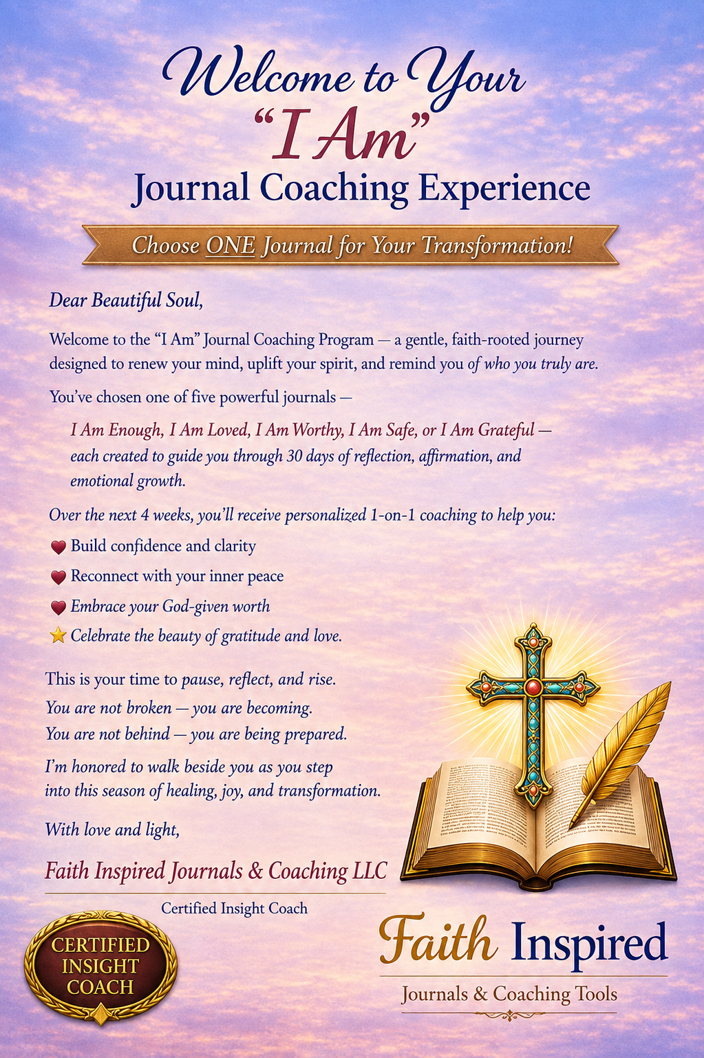 “I Am” Gratitude Mindset Coaching Program (1‑1 Coaching + Journal)